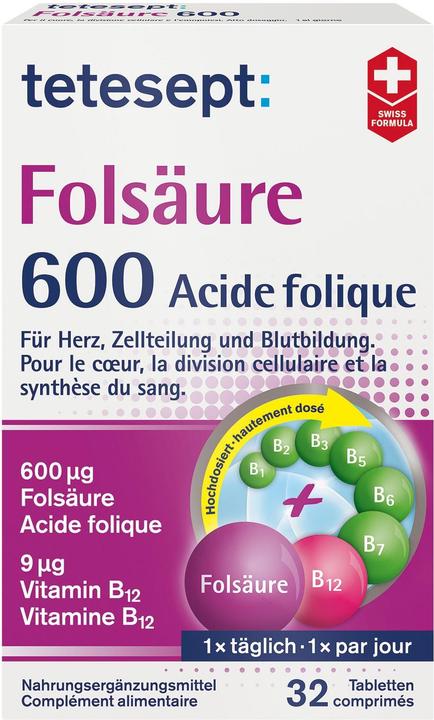 Actual product image Tetesept Folic acid 600 (32 Piece, Pills, 52.50 g)