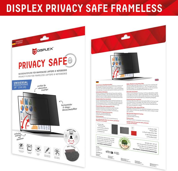 Actual product image Displex Privacy Safe randlos, Laptop Blickschutzfilter (16", 16 : 10)