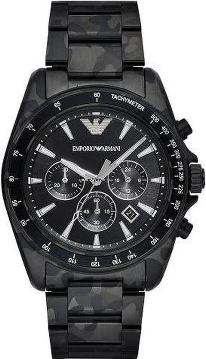 Emporio Armani Sport Camo Schwarz Edelstahl Chronograph Herrenuhr (44 mm)