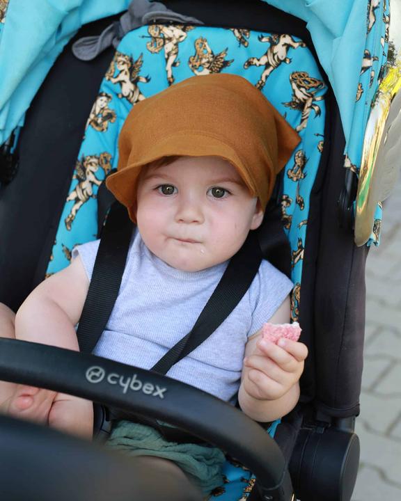 Babyly Schirmtuch aus Leinen Karamell