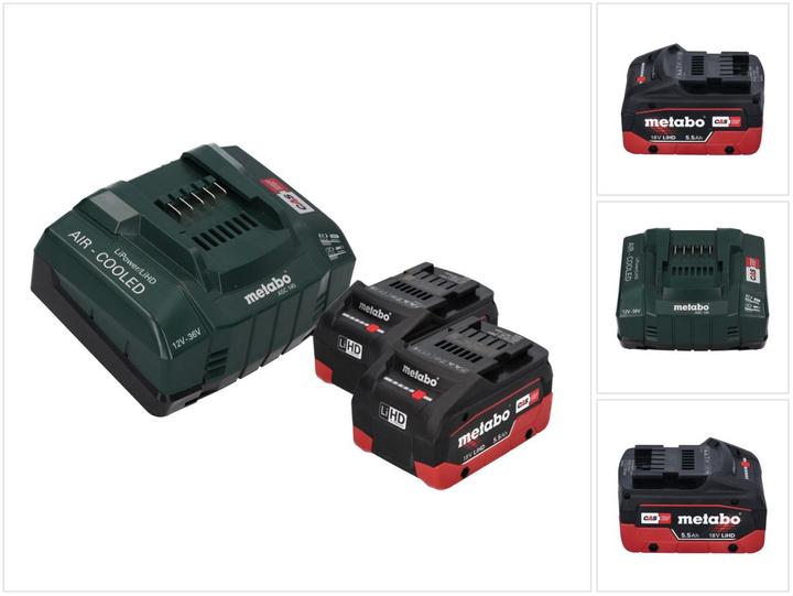 Metabo Basis Set 2x LiHD Akkupack 18 V 5,5 Ah Li-Ion Akku CAS System ( 685122380 ) + ASC 145 Ladeger (18 V)