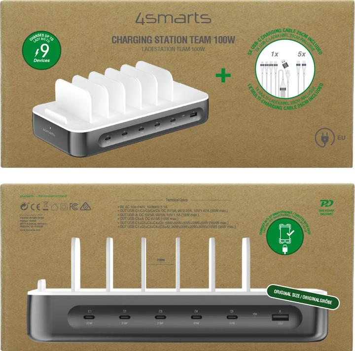 Actual product image 4smarts Charging station Team 100W 5C/1A incl. 6 cables (100 W)