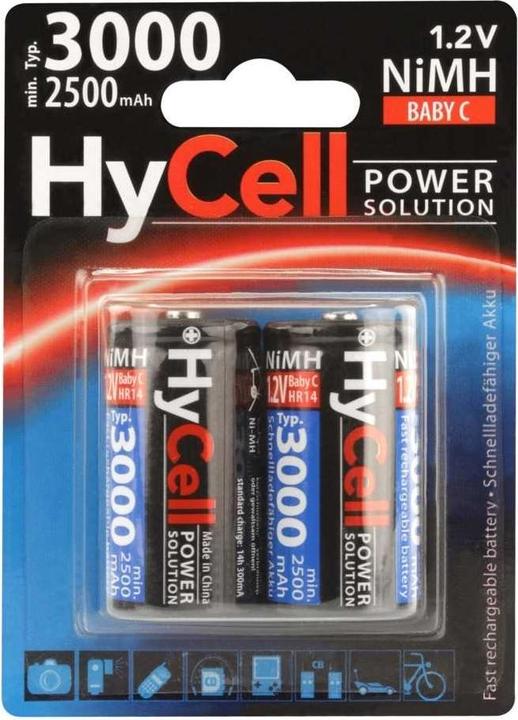 HyCell NiMH-Akku Typ 3000 Baby 2500mAh 2er Blister (2 Stk., R14, 2500 mAh)