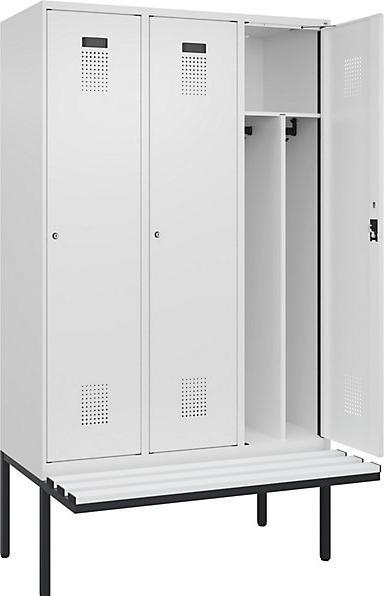 Produktbild kaiserkraft Spind Evolo PLUS mit Trennwand mittig und Sitzbank (120 cm, 212 cm)