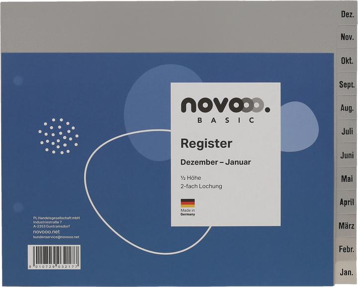 Produktbild Novooo Register PP grau 1/2 Höhe