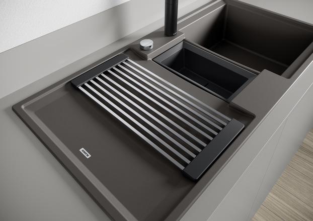 Actual product image Blanco ADIRA 6 S | SILGRANIT black | installation type: installation from above | reversible | with remote (Fitted sink, 100 cm, 50 cm)