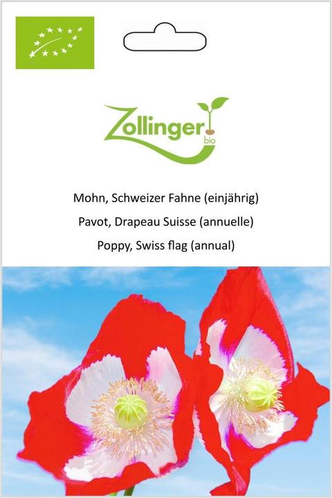 Actual product image Zollinger Bio Poppy, Swiss flag (annual) (Plant seeds)