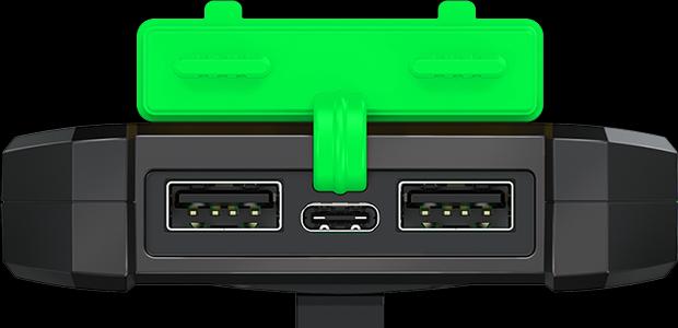 Produktbild LogiLink Solar-Powerbank 8000 mAh, Taschenlampe, 2x USB-A, grün-schwarz (8000 mAh, 10 W, 10 Wh)