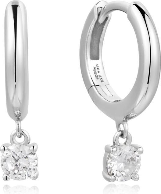 Ania Haie Silver Drop Solitaire Huggies Ohrringe (925 Silber)