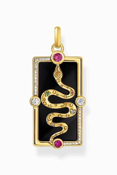Immagine prodotto Thomas Sabo Ciondolo a catena Snake con smalto nero a freddo e pietre colorate placcato oro (Argento 925, Smalto/argento, Smalto)