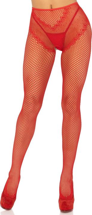 Produktbild Leg Avenue Netzstrümpfe Mit Schrittfreiem Stiefel Rot (One Size)