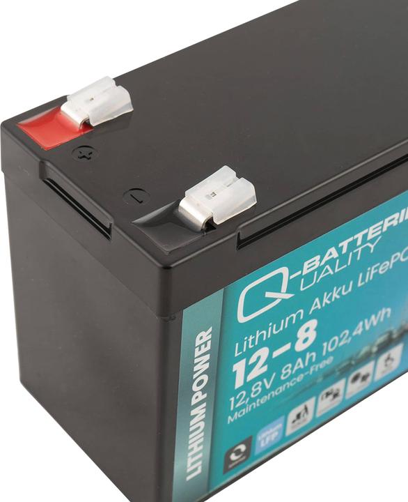 Image du produit Q-Batteries Batterie au lithium 12-8 12,8V 8Ah 102,4Wh Batterie LiFePO4 (12.80 V, 8 Ah)