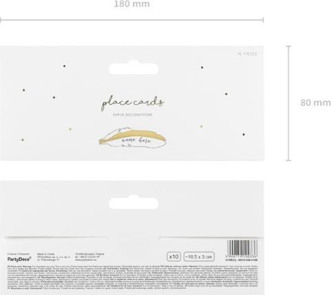 Produktbild Partydeco Place cards - Feathers, gold, 10.5x3cm (1 pkt / 10 pc.)