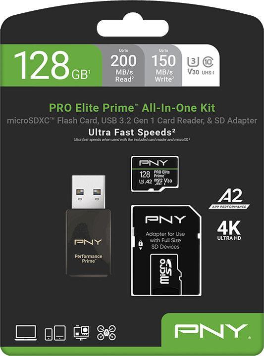 Actual product image PNY PRO ELITE PRIME 128GB (128 GB, microSDXC, U3, UHS-I)