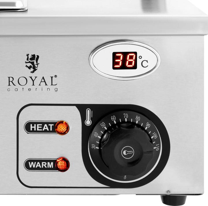 Produktbild Royal Catering Bain Marie Warmhaltebehälter Speisenwärmer Ablasshahn 2000 W 4 GN 1/2
