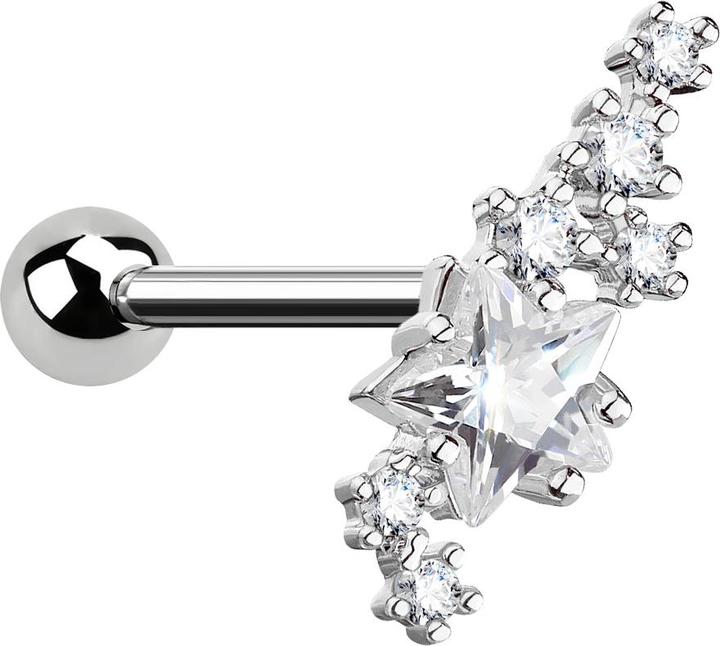 Immagine prodotto Star Piercing Micro Barbell silber Kristallgruppe mit Stern silber (Ottone, Acciaio chirurgico 316L)