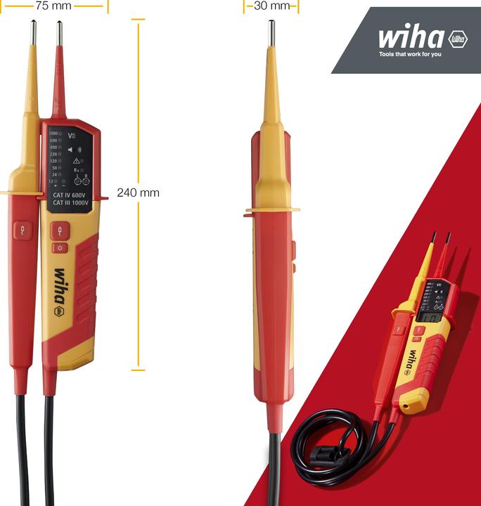 Actual product image Wiha Voltage and continuity tester (CAT IV 600V, CAT III)