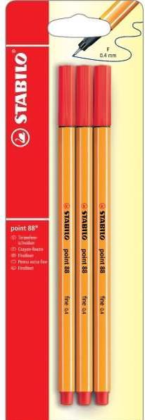 Produktbild STABILO Fineliner - point 88 - 3er Pack - rot (Rot, 3 x)