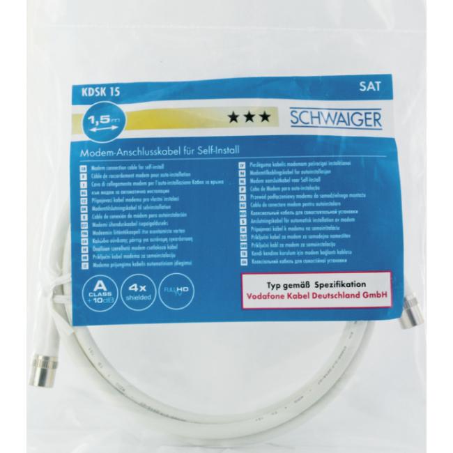 Image du produit Schwaiger KDSK15 042 Câble coaxial 1,5 m F Blanc (10 dB, Câble d'antenne)