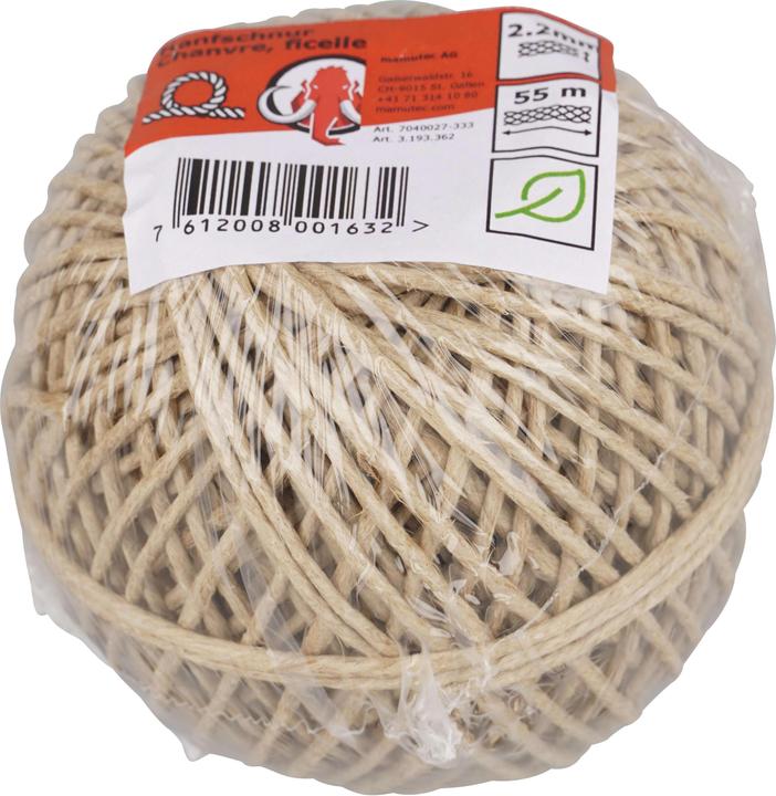 Image du produit Mamutec Corde de chanvre UR-TE 2.2 mm 55 m
