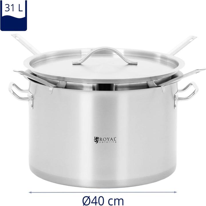 Produktbild Royal Catering Nudeltopf 31 l Pastatopf 4 Siebeinsätze Deckel Nudelkochtopf Edelstahl Pasta Topf (Kochtopf, Edelstahl)