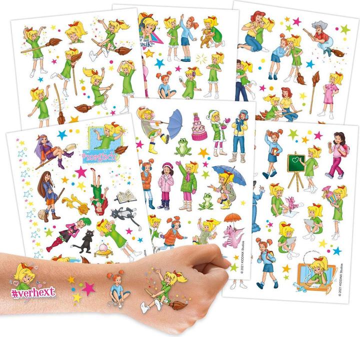Produktbild Papierdrachen Kindertattoo Set - Bibi Blocksberg (100 Stück auf 6 Bögen)