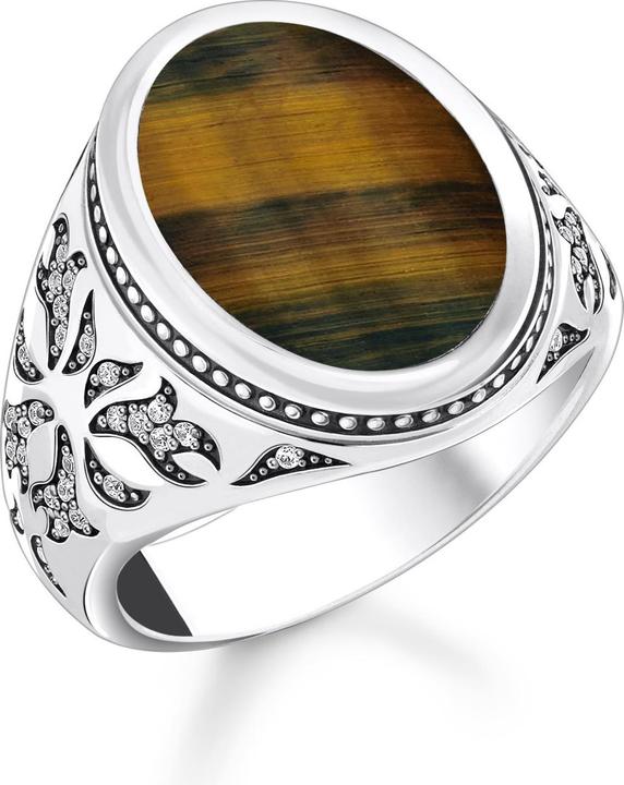Thomas Sabo Siegelring mit goldblauem Tigerauge Silber geschwärzt (62, 925 Silber)