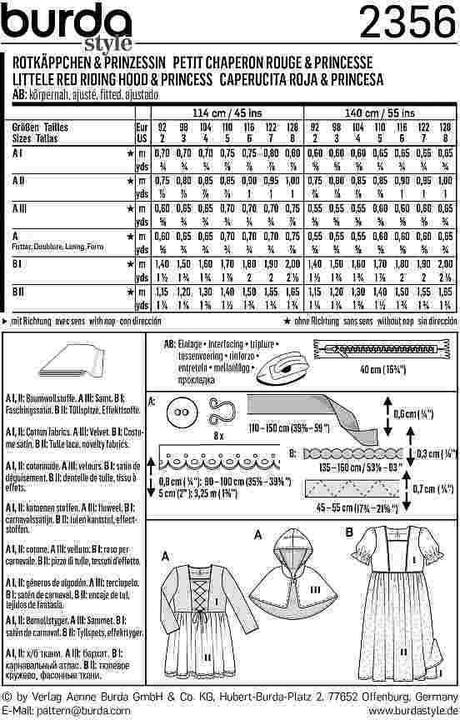 Produktbild Schnittmuster Rotkäppchen + Prinzessin
