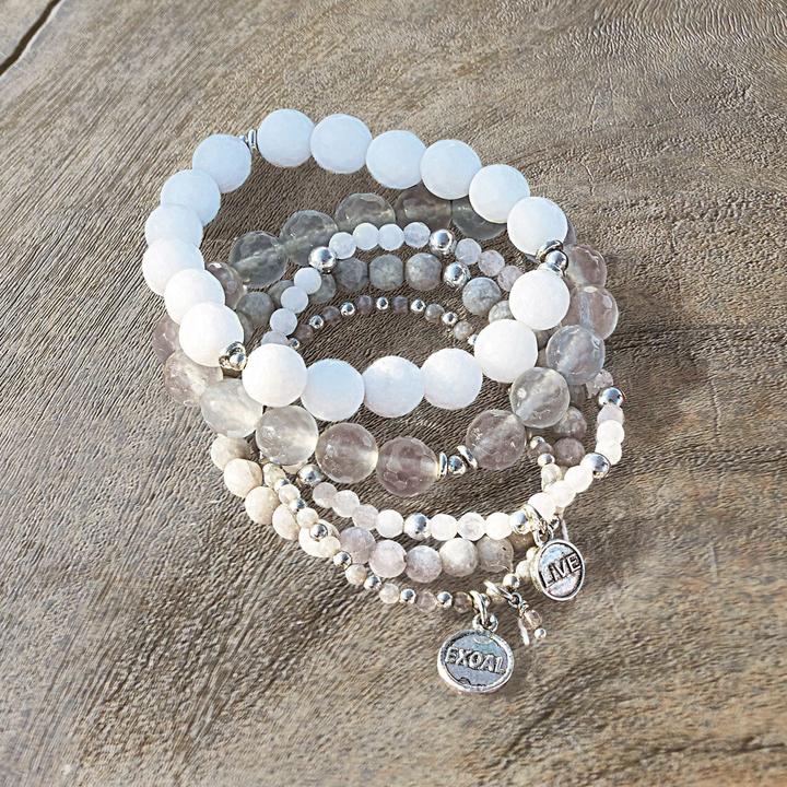 Immagine prodotto Loberon Bracciale Chaim bianco/grigio (6 cm, Giada, Ottone)