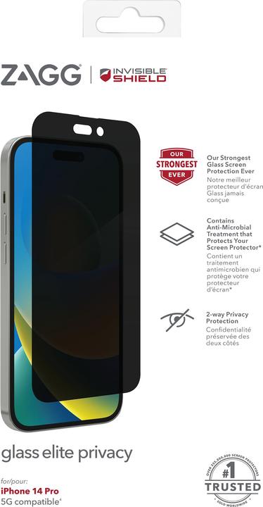 Produktbild Zagg InvisibleShield Glass Privacy Edge Screen Protector iPhone 14 Pro (1 Stück, Apple iPhone 14 Pro)