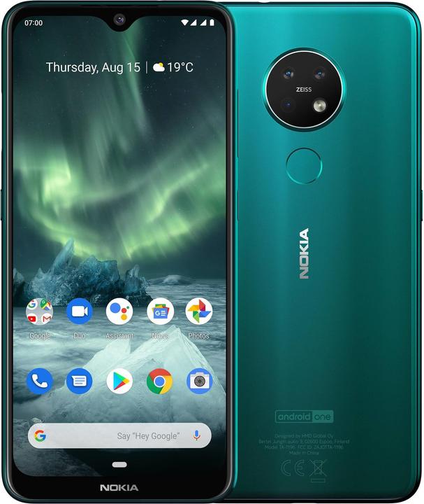 Nokia 7.2 (64 Go, Vert Cyan, 6.30", Double SIM + SD, 48 Mpx, 4G)