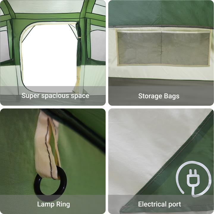 Image du produit VidaXL Tente familiale avec fenêtres Dôme Vert 10 personnes étanche à l'eau (Tente igloo, 9+ personnes)