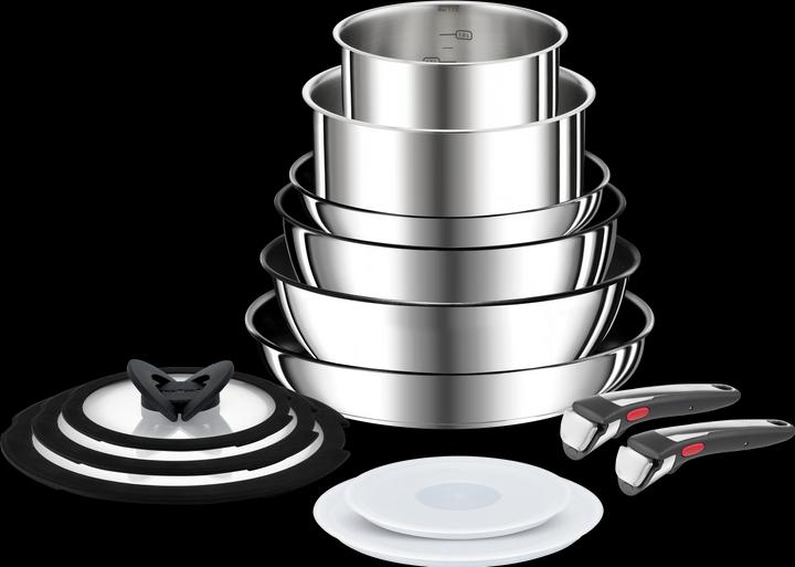Tefal Ingenio Preference On 13-teiliges Set (24 cm, Wok Pfanne, Pfannenset + Topfset, Kochtopf, Bratpfanne, Stielkasserolle, Edelstahl)