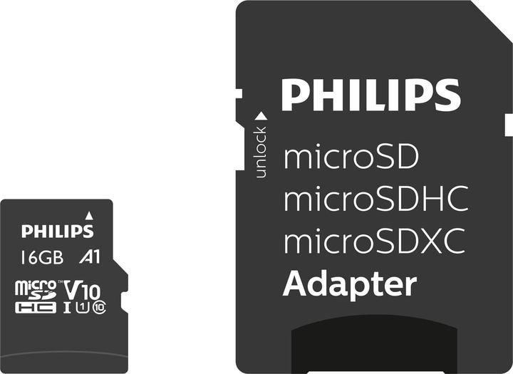 Image du produit Philips MicroSDHC Class 10 UHS-I U1 avec adaptateur (16 Go, microSDHC, U1, UHS-I)