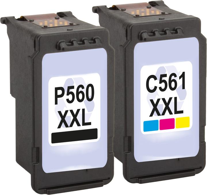 Produktbild Plutoos Canon PG-560 & CL-561 XL Patronen XXL kompatibel, 2er Set BK+CL (Color, BK)