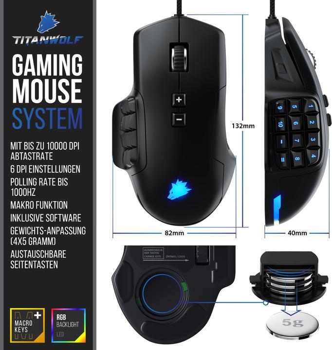 Produktbild Titanwolf System USB Gaming Maus (Kabelgebunden)