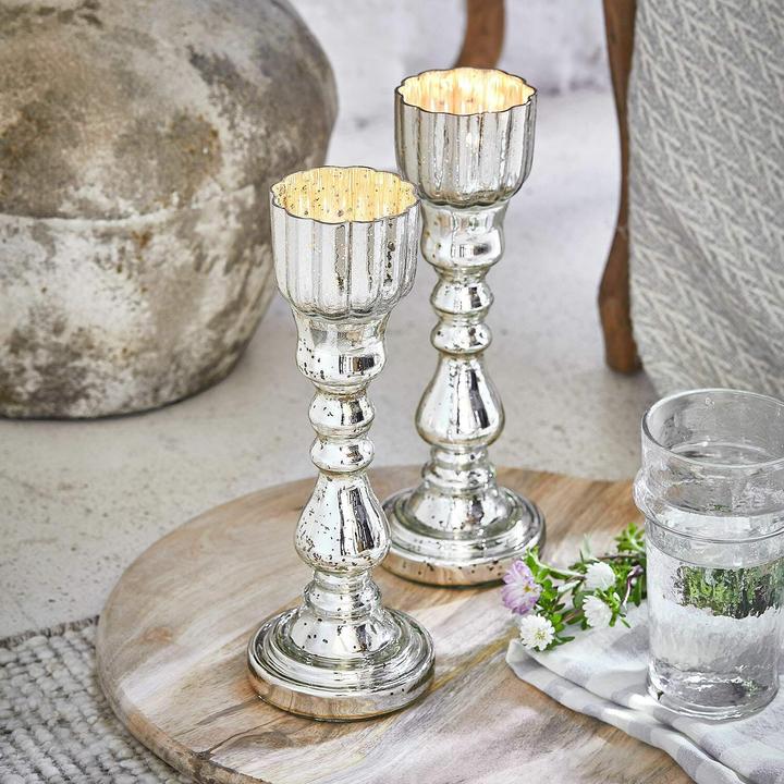 Image du produit Loberon Kerzenständer 2er Set Velanor antiksilber (10 cm, H)