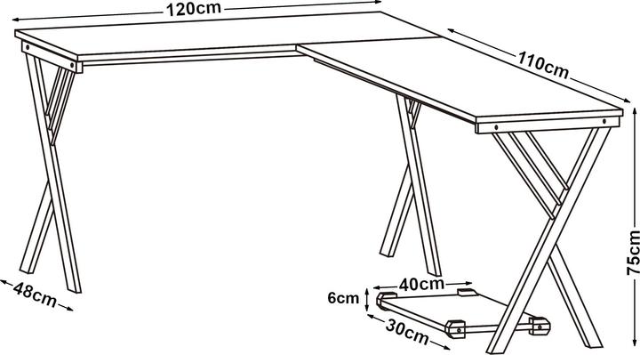 Produktbild En.Casa Schreibtisch Tarielarg mit PC-Ständer L-förmig 158x120x75 cm Eicheoptik