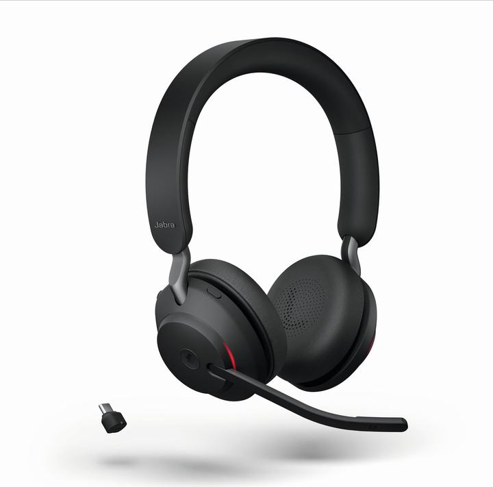 Actual product image Jabra Evolve2 65 Stereo MS + Charger + Link 380c black (Cable, Wireless, USB-C)