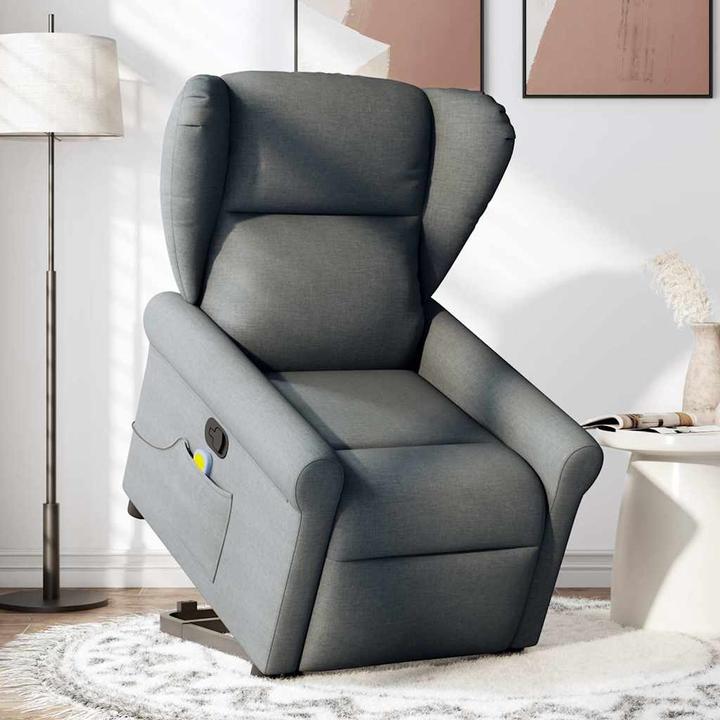 Actual product image VidaXL Massage chair with stand-up aid dark grey fabric