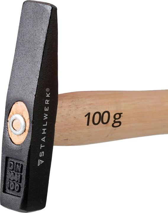 Produktbild Stahlwerk 3 x Hammer Schlosserhammer 100g robuster Stahlkopf, Griff aus Hickory (100 g)