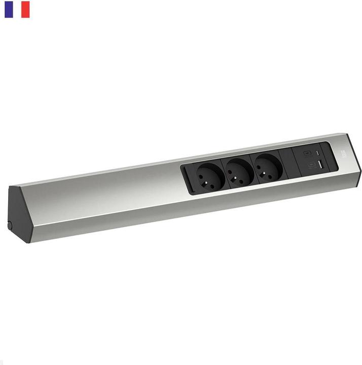 Produktbild Bachmann CASIA 2 3x FR Steckdose UTE 1x USB-Charger A/C (932.007) Edelstahl-Optik, lang (3 x, CEE 7/5, CEE 7/3, 2 m)