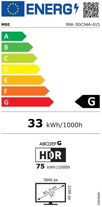 Energie-Label MSI MAG 321CUPDE (3840 x 2160 Pixel, 31.50")