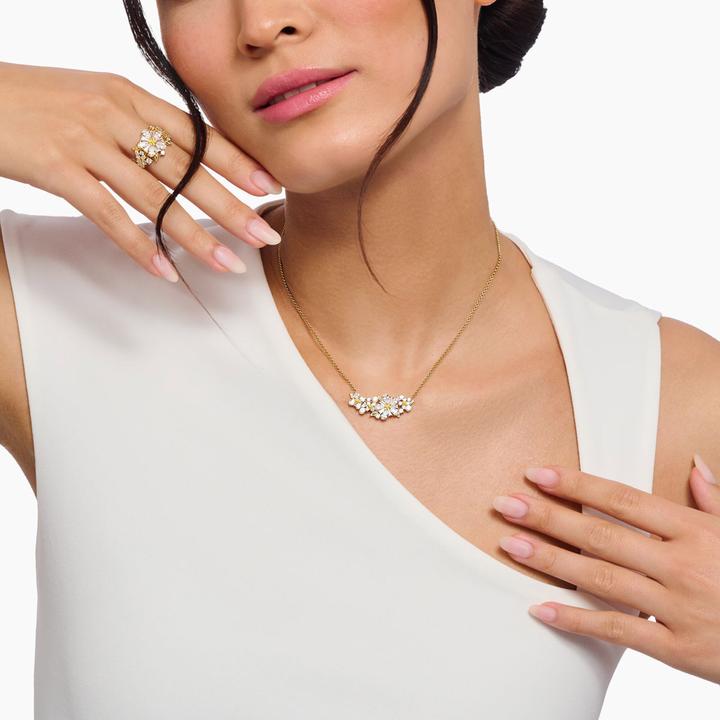 Immagine prodotto Thomas Sabo Halskette Blume Lovely Daisy mit Steinen vergoldet (Argento 925, 40 - 45 cm)