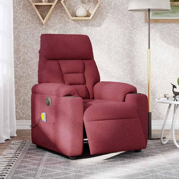 Actual product image VidaXL Massage chair electric wine red fabric