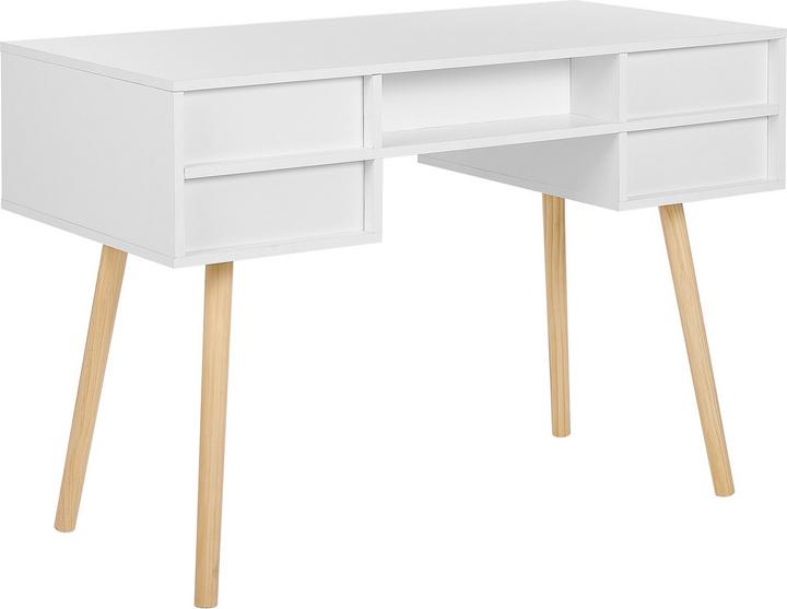 Beliani Schreibtisch weiss 110 x 55 cm 4 Schubladen LEVIN (110 x 55 cm)