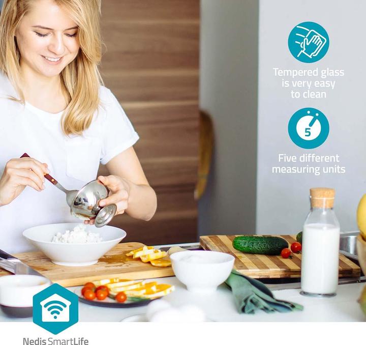 Produktbild Nedis SmartLife Küchenwaage Bluetooth® | Glas / Kunststoff | Weiss