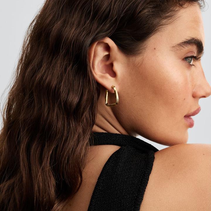 Actual product image Pandora Twisted Large Triangle Hoops (Metal, Gold plated)