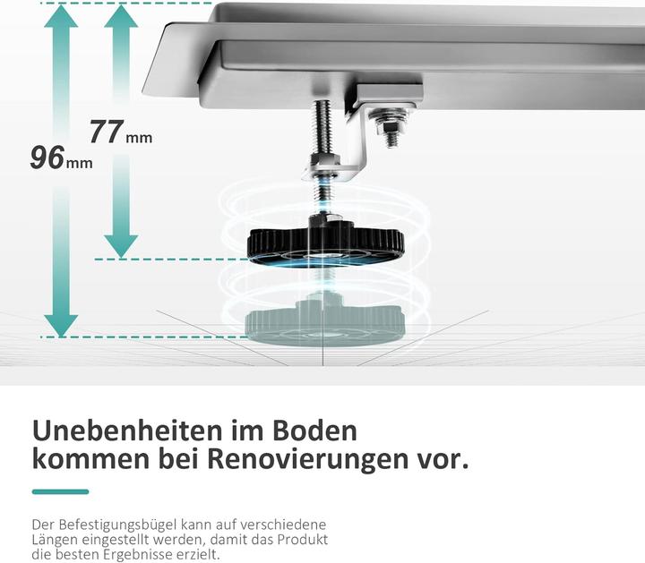 Produktbild Emke Duschrinne Edelstahl, Bodenablauf Komplettset Siphon mit Geruchsstop, Haarsieb, 800cm (800 mm)