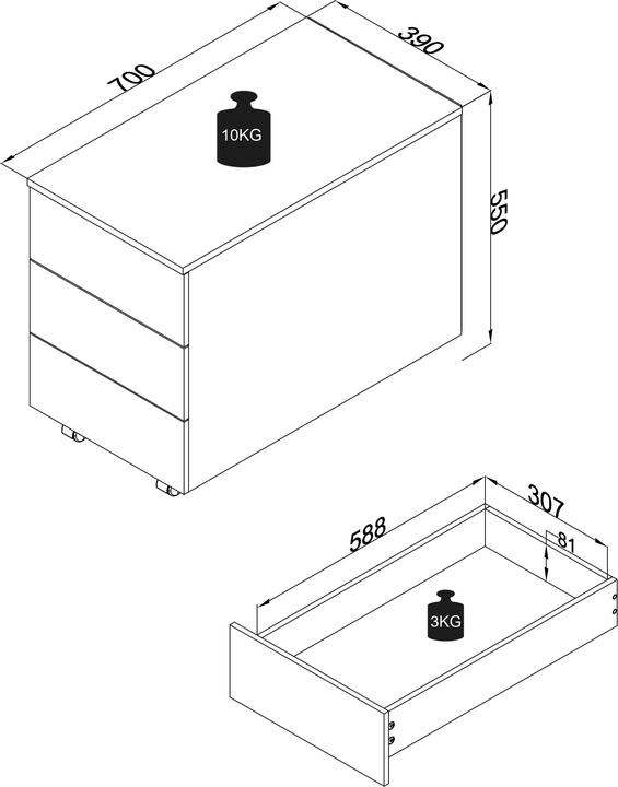 Productafbeelding Ebuy24 Dalosa703SB grijs ladeblok (39 x 70 cm)
